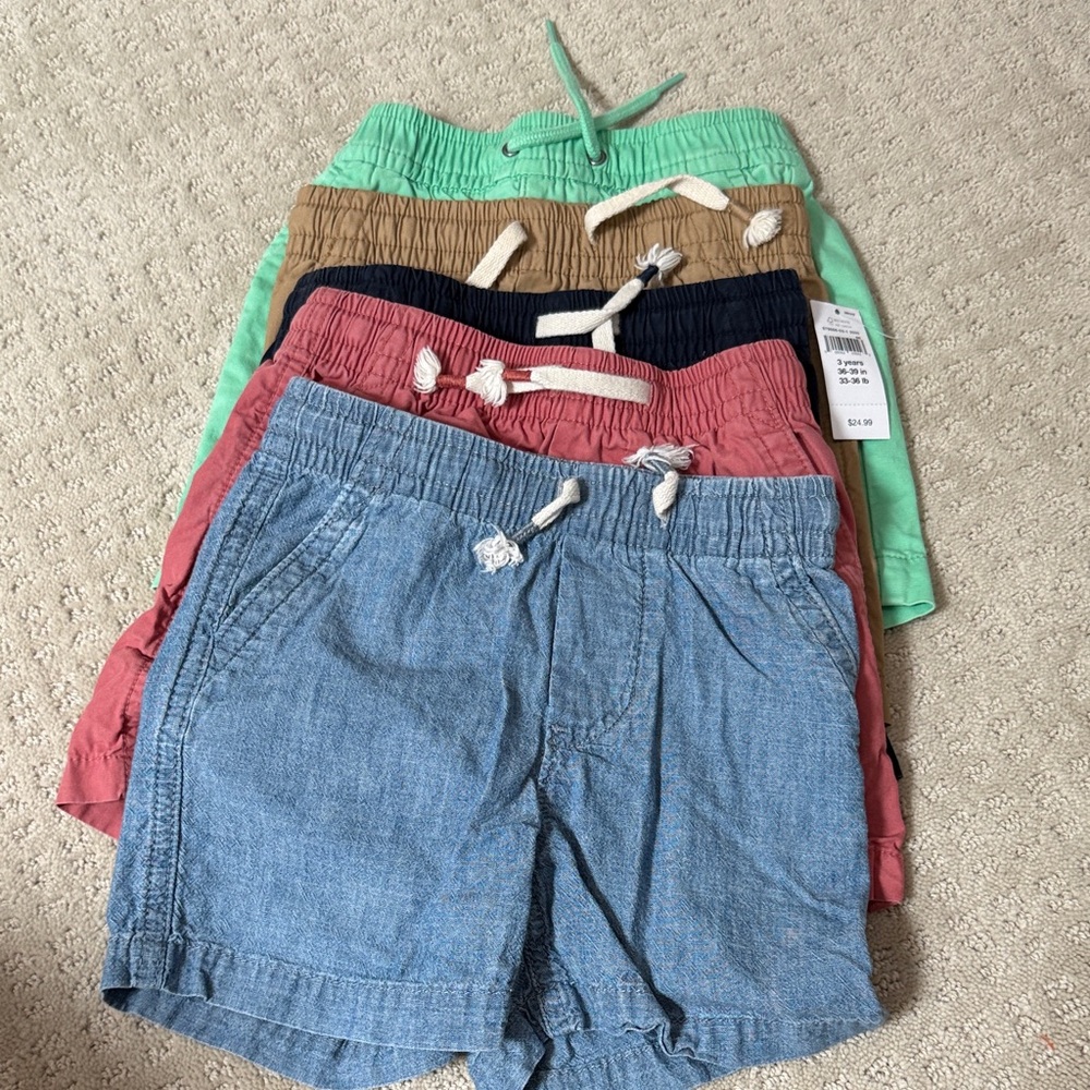 GAP Toddler Boys Pull-On Shorts Pack - Chambray Blue, Nan. Red, Navy, Tan, Mint